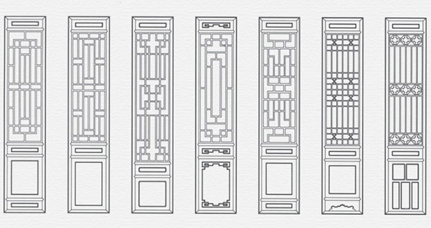 渠县常用中式仿古花窗图案隔断设计图